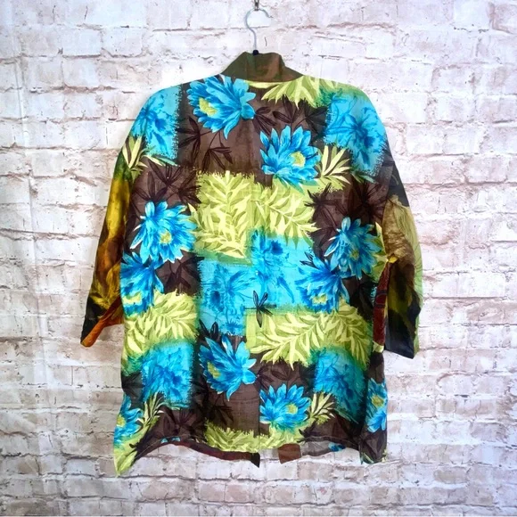 Anii by Natural Silk Patchwork Mixed Media Kimono Jacket One Size - Picture 5 of 7